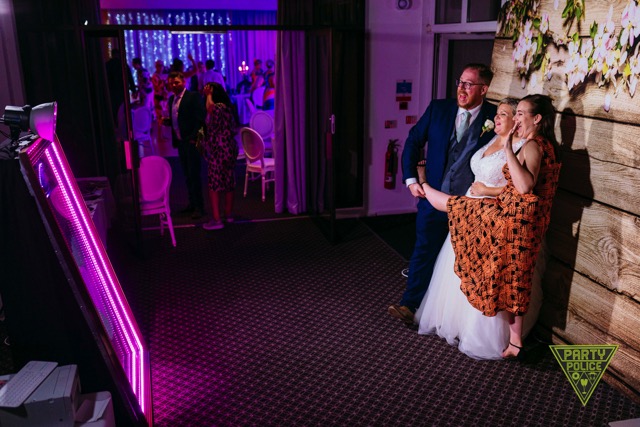 Interactive mirror photo booth with wedding guests in Philadelphia