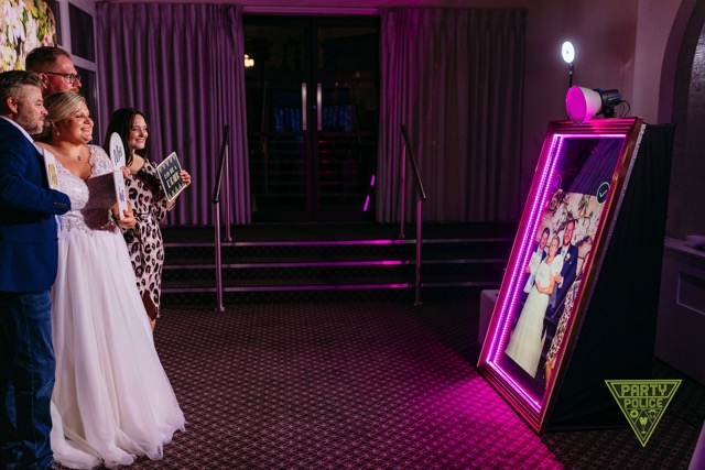 Sample wedding photo booth print template with couple’s names and date